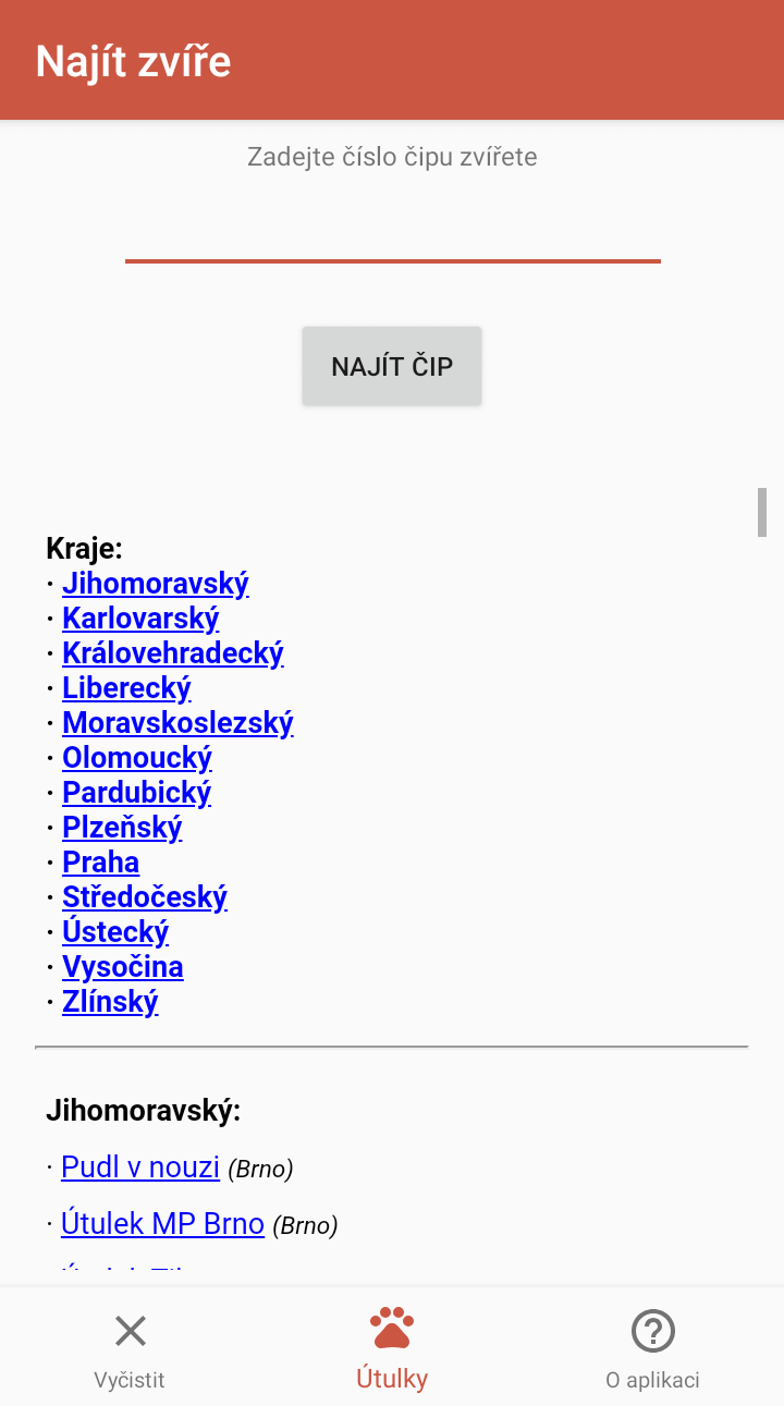Aplikace www.NajitZvire.cz